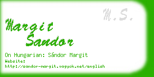 margit sandor business card